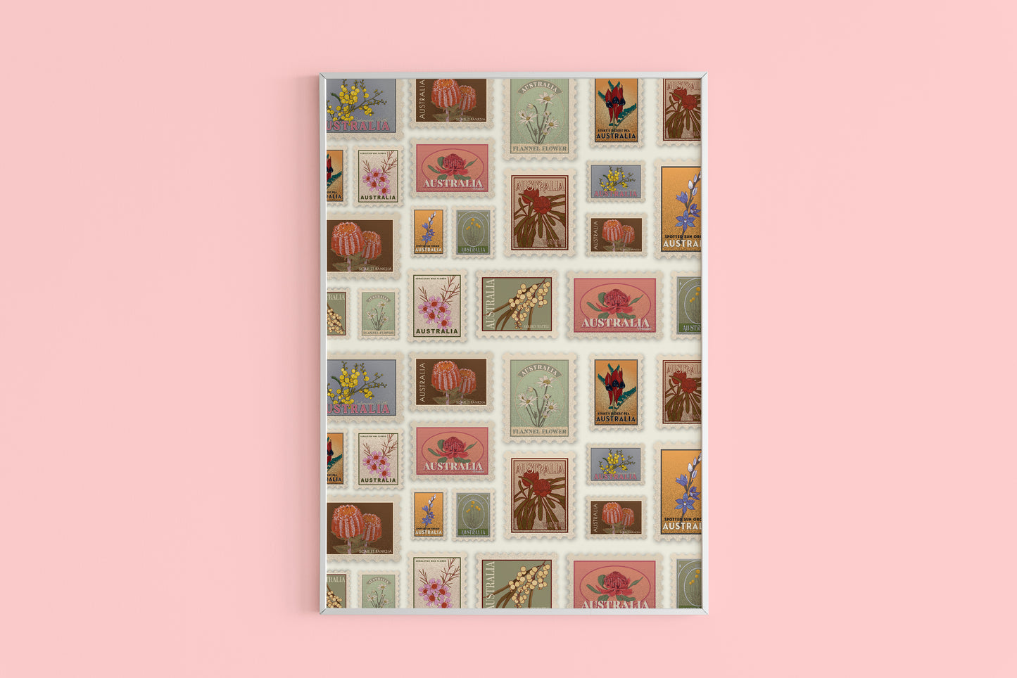 Discontinued Wildflower Stamps A4 Poster