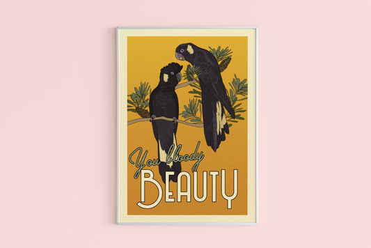 Imperfect Black Cockatoo A4 Art Print