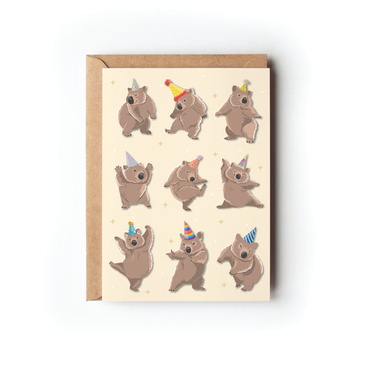 DANCING WOMBATS BIRTHDAY CARD
