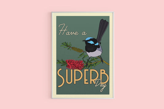 Imperfect Superb Wren A4 Art Print