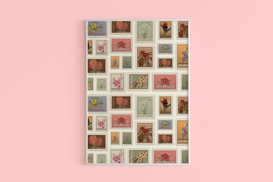 Discontinued Wildflower Stamps A4 Poster